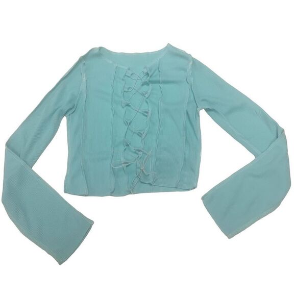 Exposed Seam Lace Up Top - Picture 2 of 8